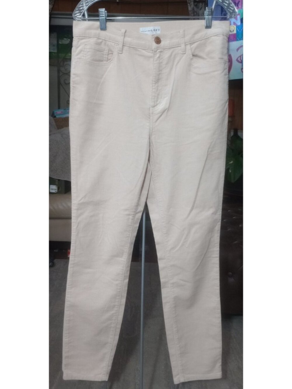 LOFT High Waist SkinnyBeige Corduroy Pants Size 10